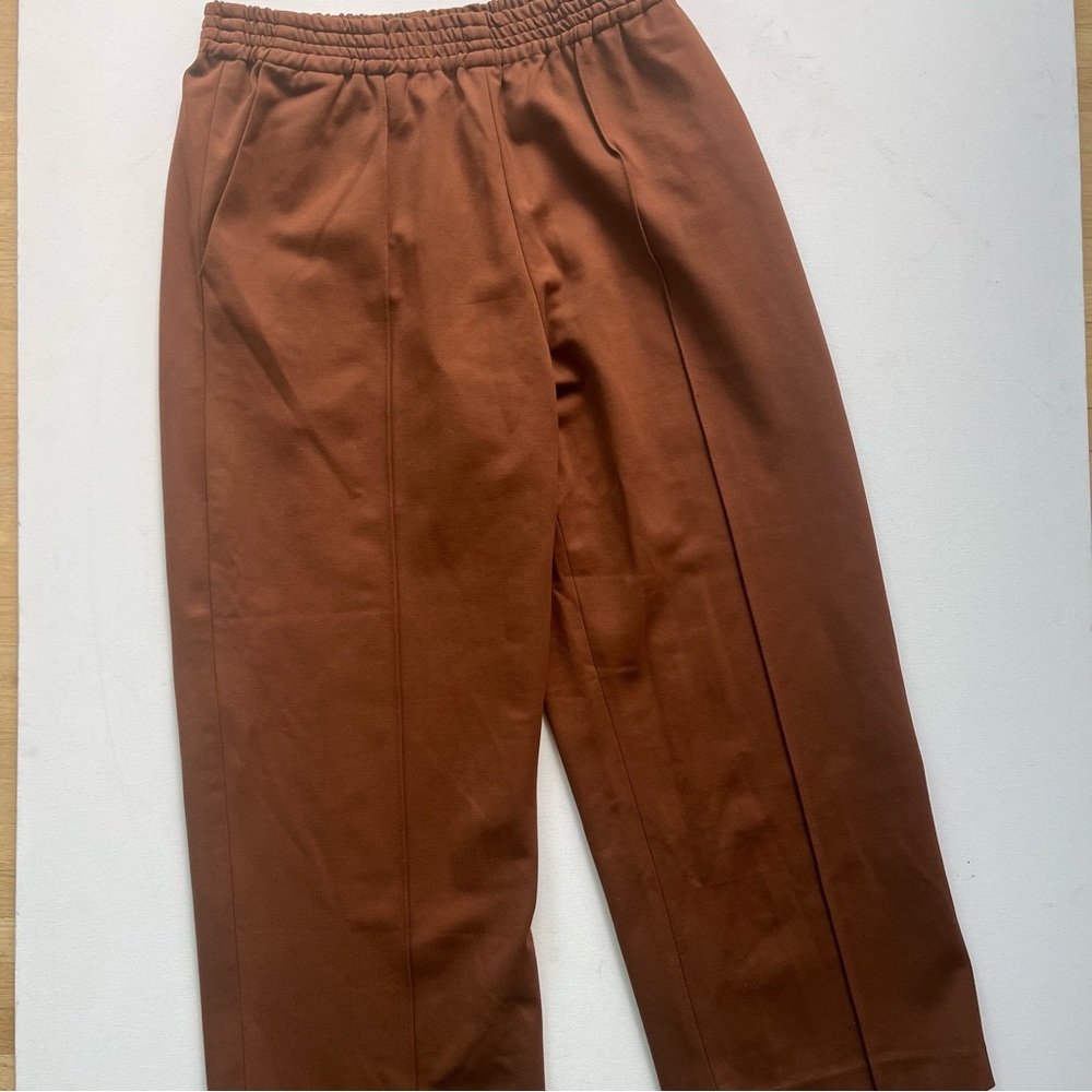 ROUCHA Chestnut Brown Pin-tuck knit pull on pants size CC (Large Short)